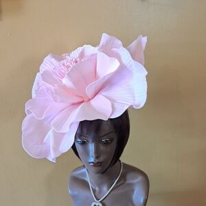 Elegant Pink Floral Fascinator +SATIN HEADBAND ,ATTACHED CLIP ...LAST PRICE SALE